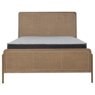 Arini Upholstered Queen Panel Bed Sand Wash And Natural Cane
