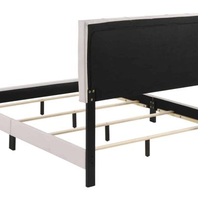 Kendall Tufted White & Gold Queen Bed