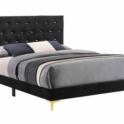 Kendall Tufted Black & Gold Bed