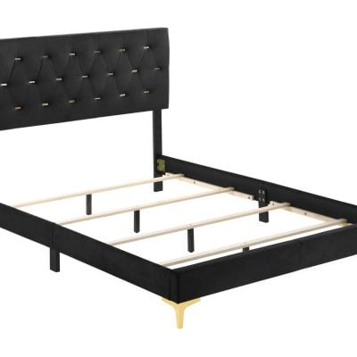 Kendall Tufted Black & Gold Bed