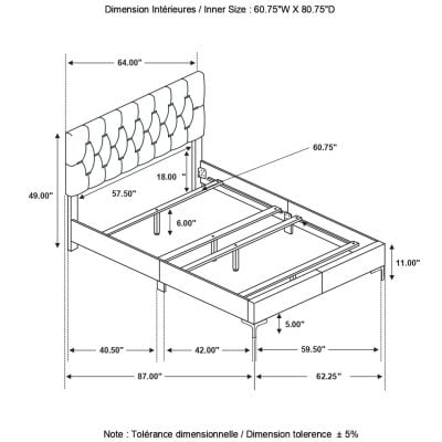 Kendall Tufted Black & Gold Bed