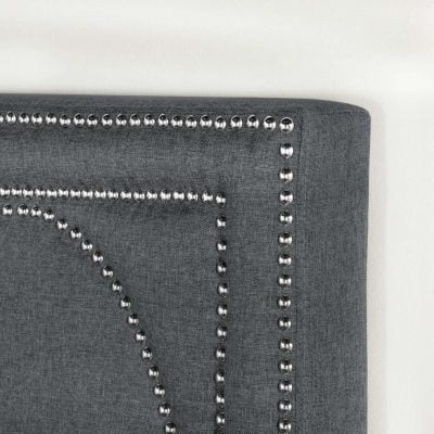 Bowfield Gray Bed With Nailhead Trim