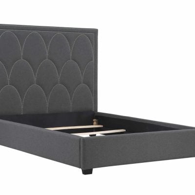 Bowfield Gray Bed With Nailhead Trim