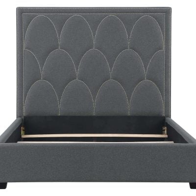 Bowfield Gray Bed With Nailhead Trim