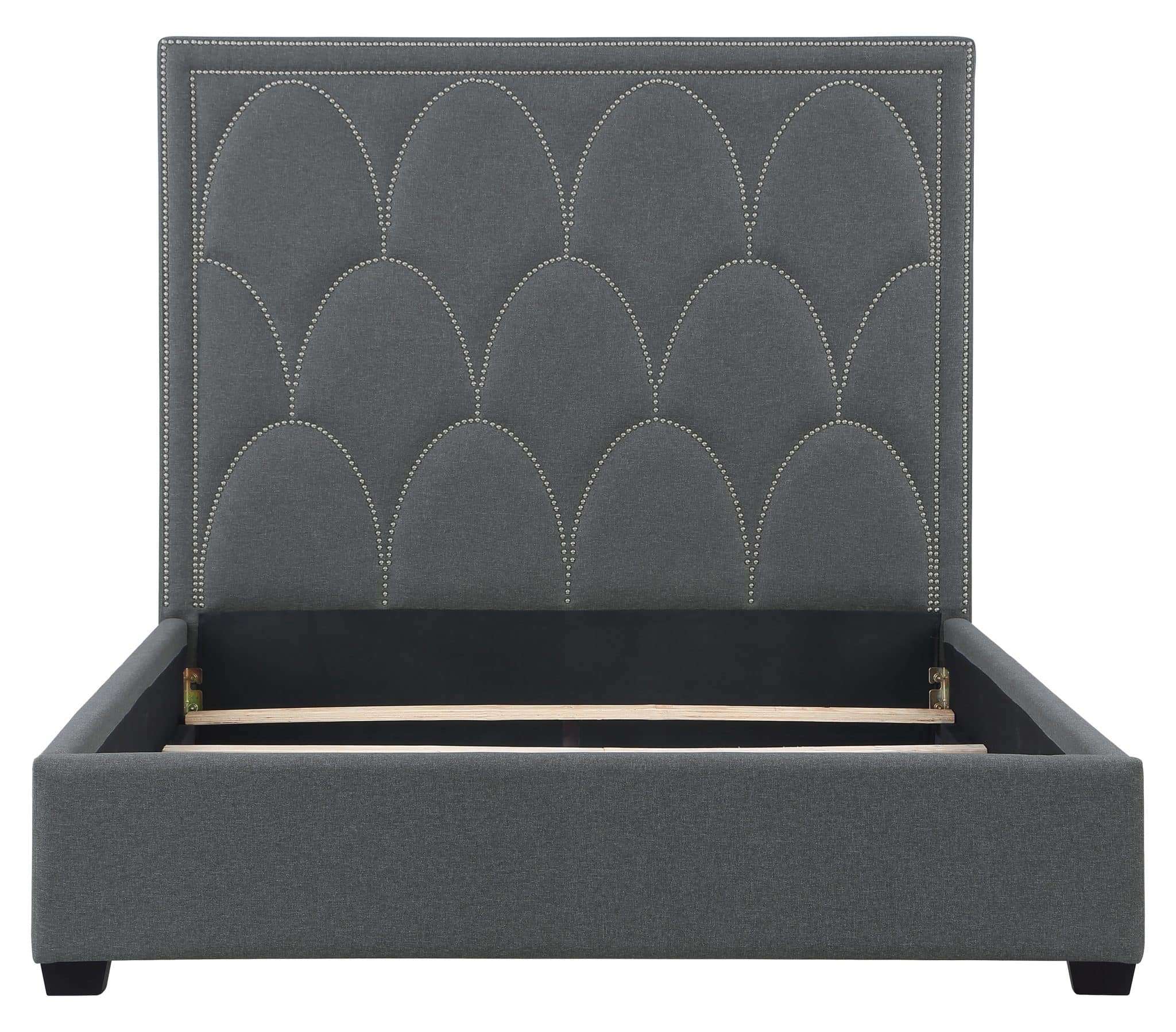 Bowfield Gray Bed With Nailhead Trim