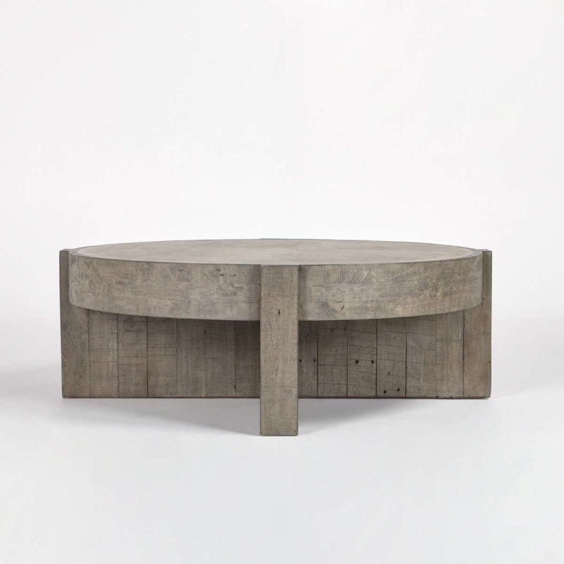 Sonoma Round Pine & Concrete coffee table