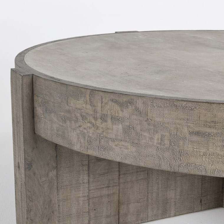 Sonoma Round Pine & Concrete coffee table