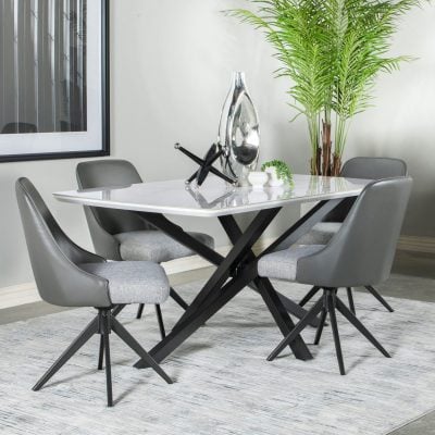 Paulita Rectangular White Marble Dining Table