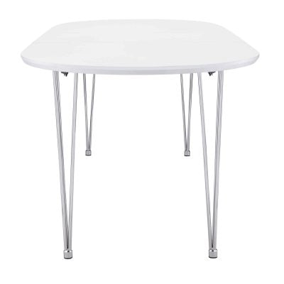 Heather Oval Dining Table With Hairpin Legs Matte White And Chrome