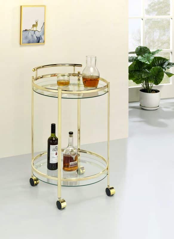 Chrissy Small Round Gold Bar Cart
