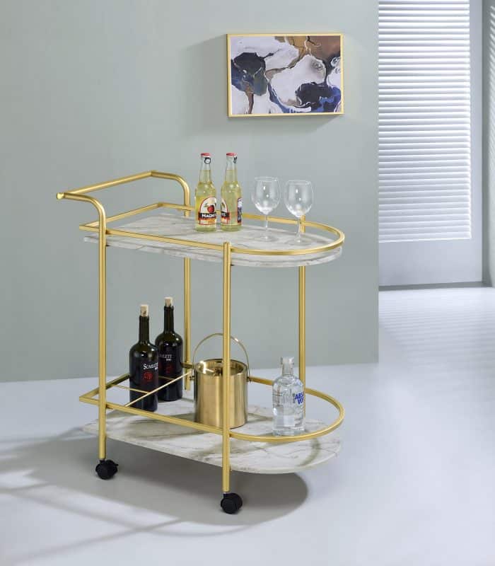 Desiree Marble & Gold Bar Cart