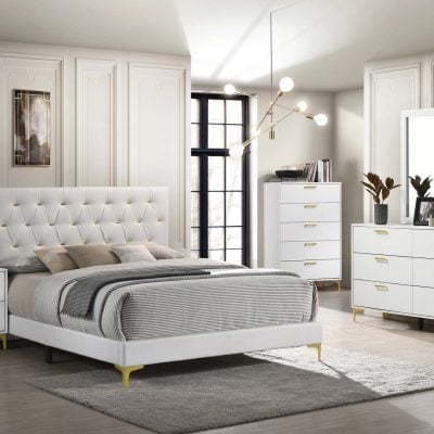 Kendall White & Gold Nightstand