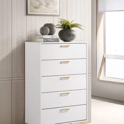 Kendall White & Gold Bedroom Chest Coaster furniture