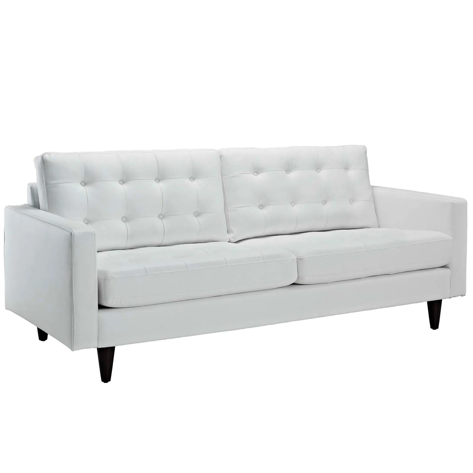 Empress White Leather Sofa