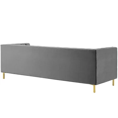 Delight Tufted Button Gray Performance Velvet Sofa