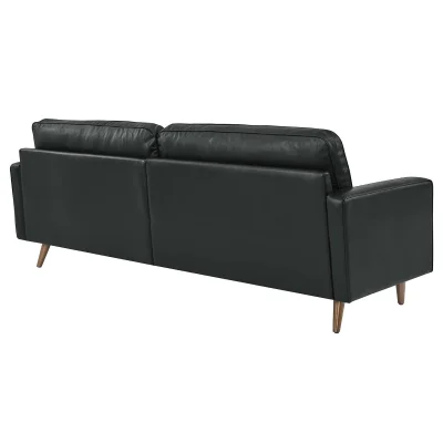 Valour Genuine Top Grain Black Leather Sofa