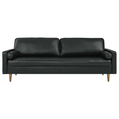 Valour Genuine Top Grain Black Leather Sofa