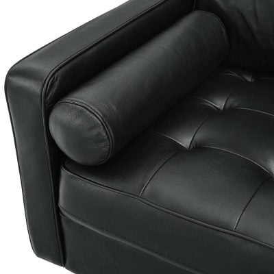 Valour Genuine Top Grain Black Leather Sofa