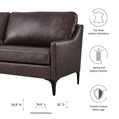 Corland Brown Leather Sofa By Modway Furniture