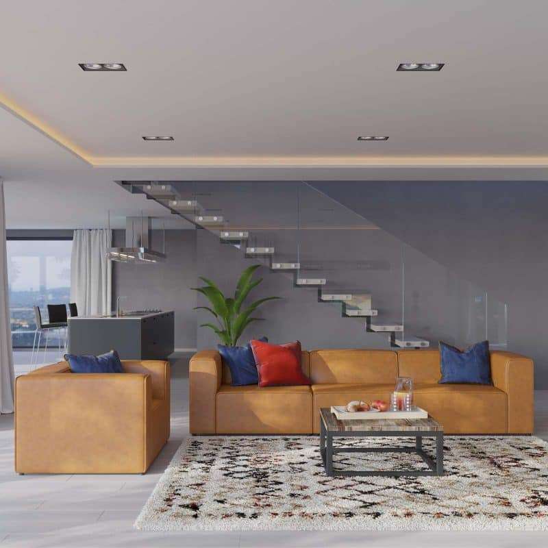 Mingle Cognac Leather Sofa & Chair Set