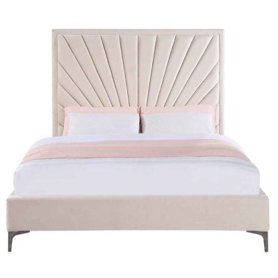 Faiz Velvet Chanel Tufted Queen Bed