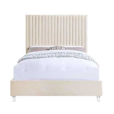 Edzia beige velvet bed BD00963Q