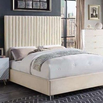Edzia beige velvet bed BD00963Q