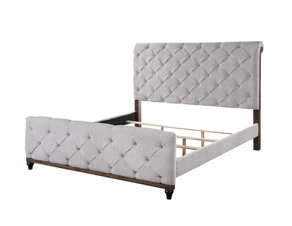 Andria Luxury Tufted bed with Rolled Headboard