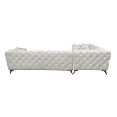 Atronia Beige Fabric Button Tufted Secitonal Sofa