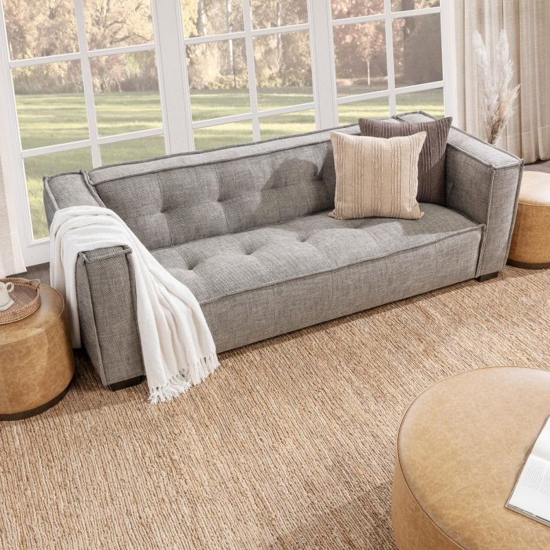 What colors go with a grey sofa?
