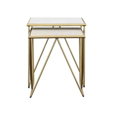 Bette 2-piece Nesting Table Set White and Gold