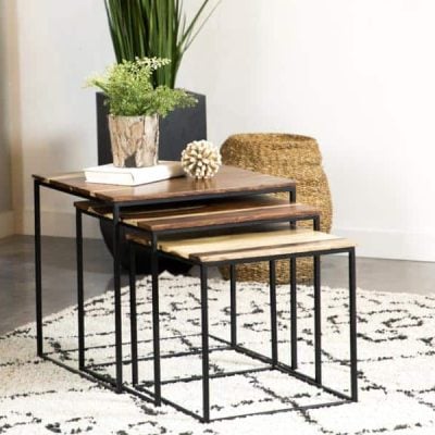 Belcourt 3-piece Square Nesting Tables Natural and Black