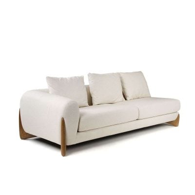 Modrest Fleury - Contemporary Cream Fabric and Walnut Sectional Sofa