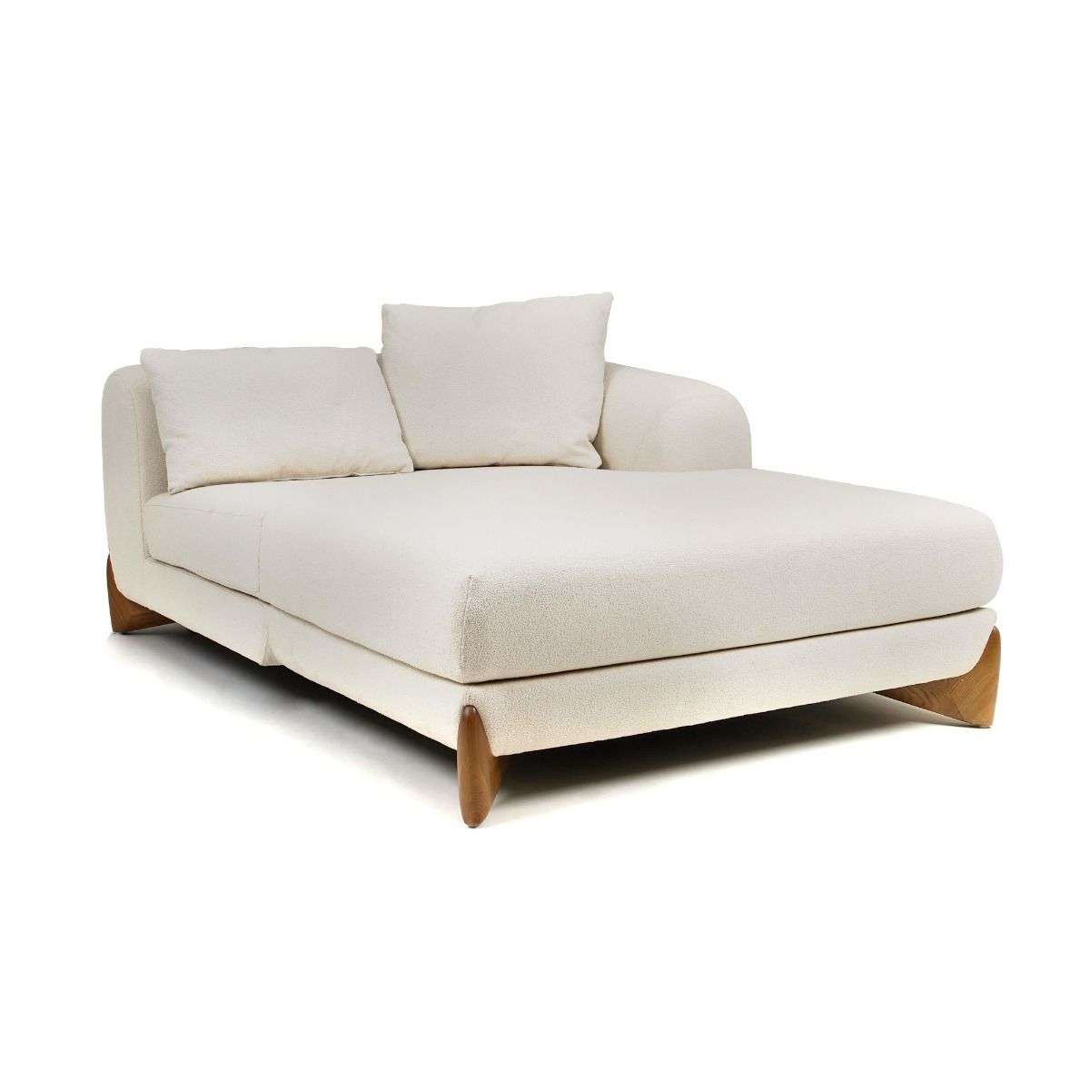 Modrest Fleury - Contemporary Cream Fabric and Walnut Sectional Sofa
