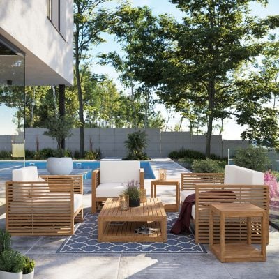 Carlsbad Teak Wood Outdoor Patio Sofa Set