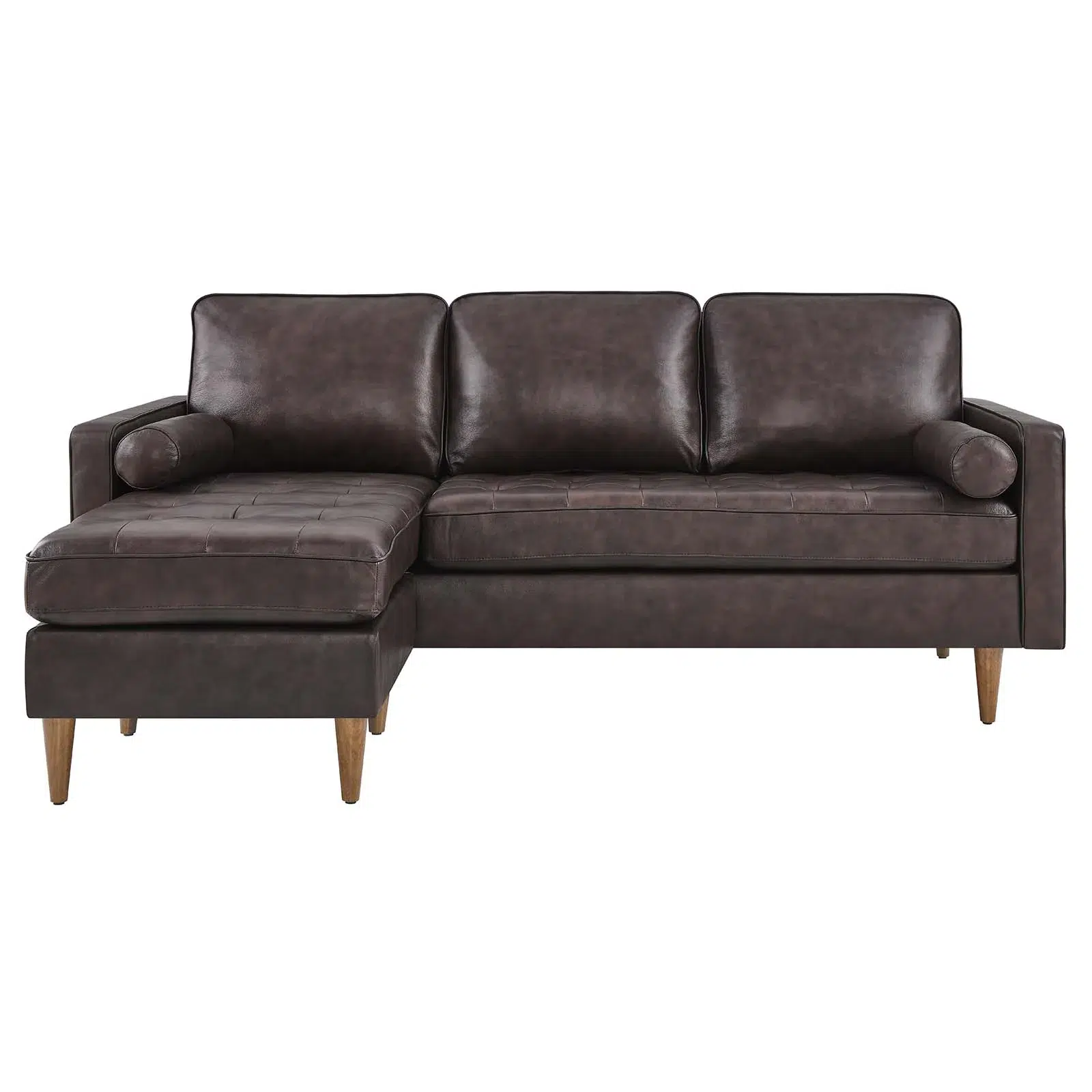 Valour 78" Brown Leather Small Sectional Sofa