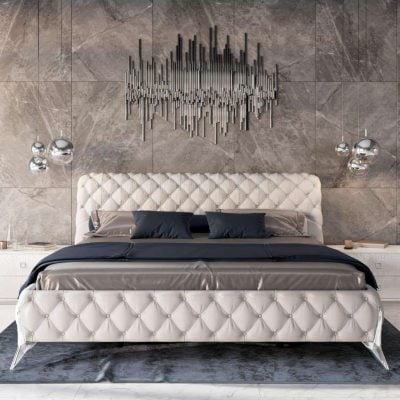 Modrest Legend Modern White Leather Bed
