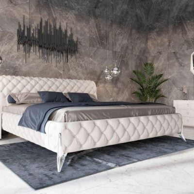 Modrest Legend Modern White Leather Bed