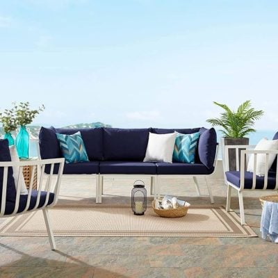 riverside modway set 3784 white navy sofa