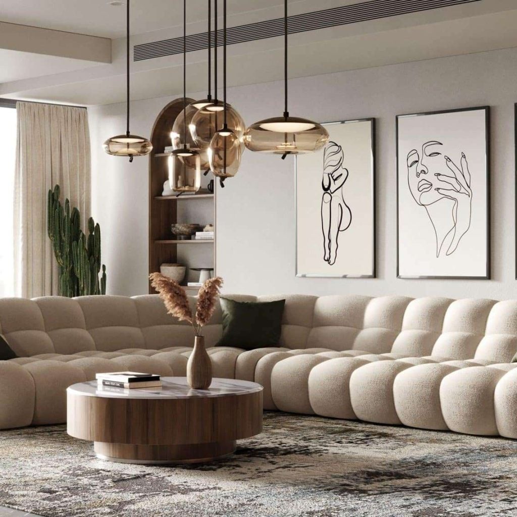 Divani Casa Yolonda - Modern Beige Curved Sectional Sofa VGEV-2126B-LGB-SECT