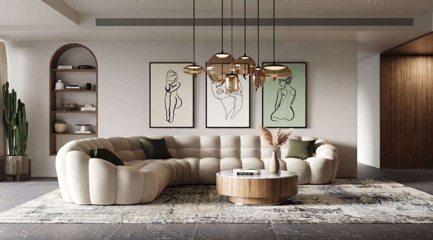 Divani Casa Yolonda - Modern Beige Curved Sectional Sofa VGEV-2126B-LGB-SECT