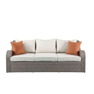 Salena patio sofa with hideaway table and ottomans 45010