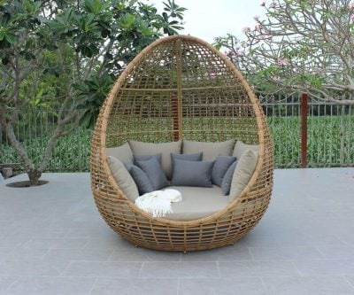 Renava Cocoon - Outdoor Beige + Wicker Day Bed