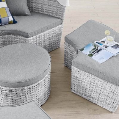 Scottsdale Canopy Daybed With Ottomans Gray