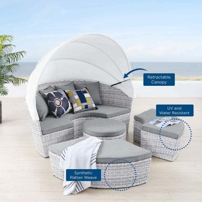 Scottsdale Canopy Daybed With Ottomans Gray
