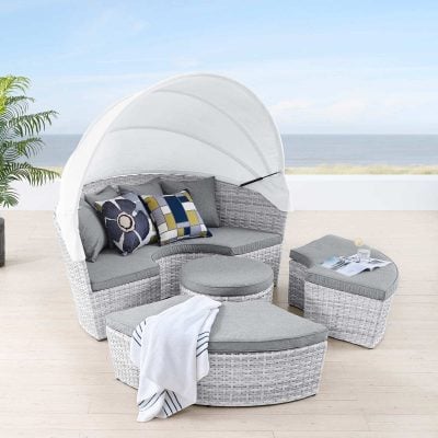 Scottsdale Canopy Daybed With Ottomans Gray