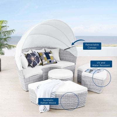 Scottsdale Canopy Daybed With Ottomans White