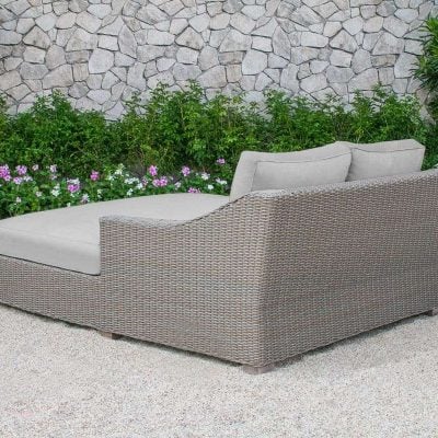 Renava Pismo Outdoor Beige Wicker Sunbed