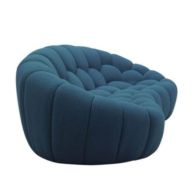 Divani Casa Yolonda - Modern Curved Dark Teal Fabric Loveseat