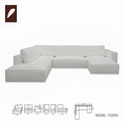 Divani Casa Lulu Modern White Fabric Sectional Sofa